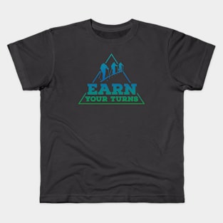 Earn Your Turns (blue) Kids T-Shirt